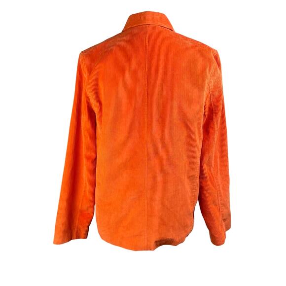 Womens J Crew Orange Corduroy Button Up Closure Collared Jacket with Pockets - Picture 4 of 13